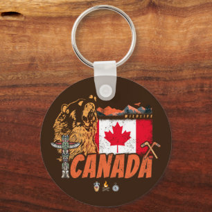 Chaveiro Feriado De Bandeira E Urso Grizzly No Canadá