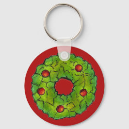 Chaveiro Feriado de Holly Wreath Wreath Verdes