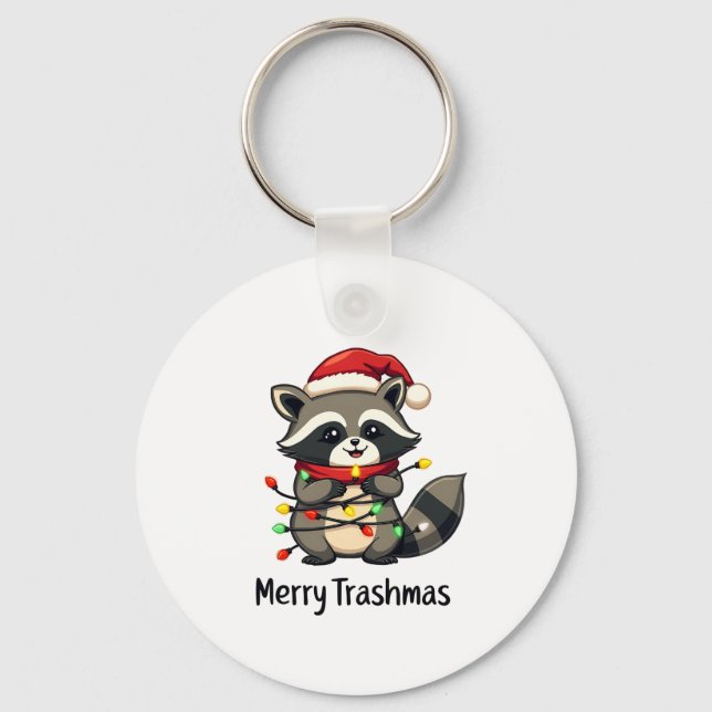 Chaveiro Feriado de Natal da feliz Trashmas Funny Raccoon (Frente)