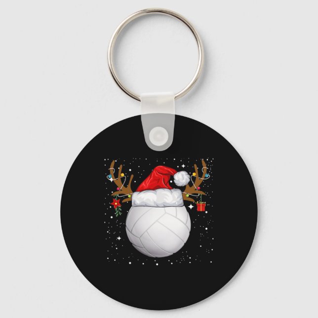 Chaveiro Feriado de Natal do Santa Hat, Funny Voleibol (Frente)