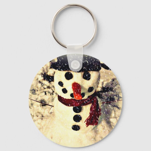 Chaveiro Feriado Deixe-o nevar um boneco de neve (Frente)