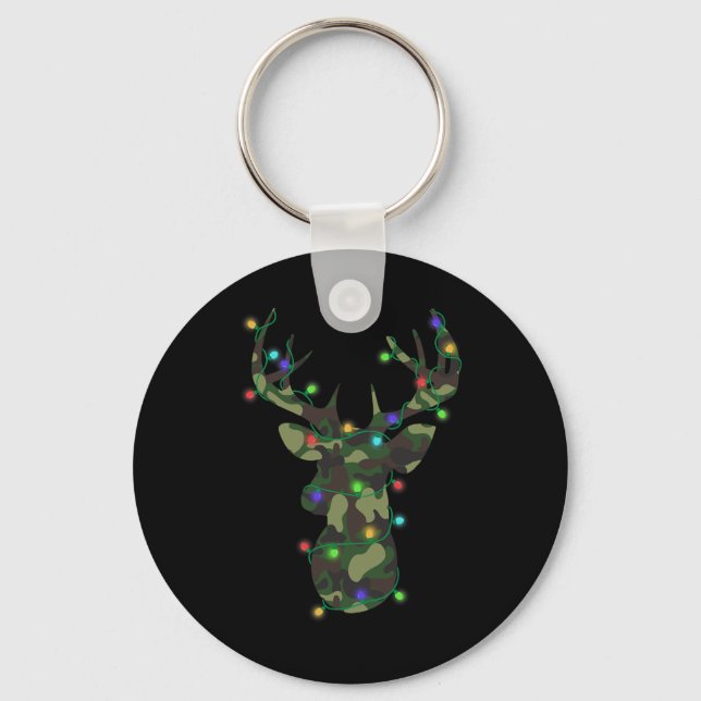Chaveiro Feriado Natal Camo Caçando Reindeer Deer Xmas (Frente)