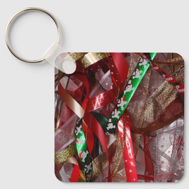 Chaveiro Feriado Vermelho e Dourado das Fitas de Natal (Frente)