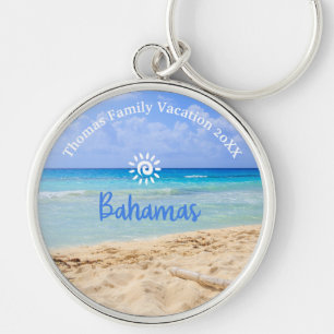 Chaveiro Férias de praia da família personalizada Bahamas