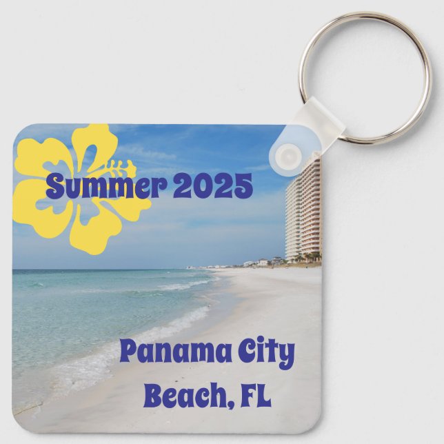 Chaveiro Férias na Flórida Panama City Beach, PERSONALIZE-A (Verso)