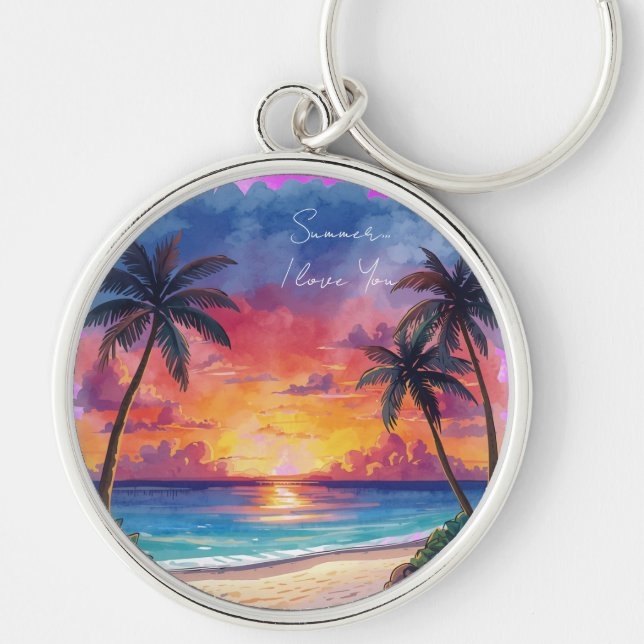 Chaveiro Férias, Verão Eu Te Amo, Feriado  (Frente)