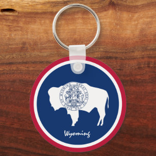 Chaveiro Férias Wyoming Flag e Wyoming, patriotas e esporte