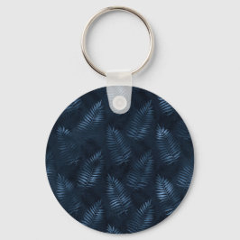 Chaveiro Ferns Azuis Claro Contra Fundo Azul Escuro