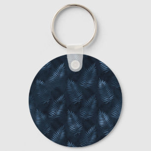 Chaveiro Ferns Azuis Claro Contra Fundo Azul Escuro