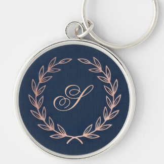 Chaveiro Festa de Aniversário em Rosa Dourado e Azul Marinh