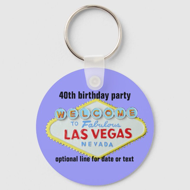 Chaveiro Festa de aniversário Personalizada de Las Vegas 40 (Frente)