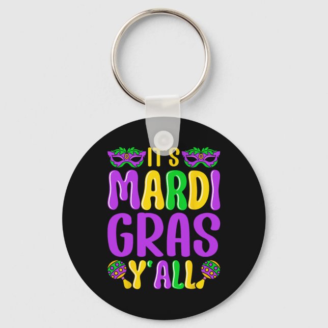Chaveiro Festa de Carnaval Design Mardi Gras Engraçado É Ma (Frente)