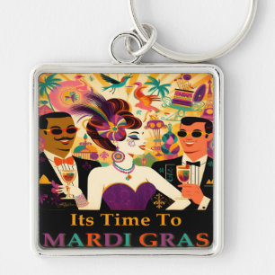Chaveiro Festa de Cocktail Mardi Gras Retro Meados do Sécul