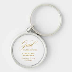 Chaveiro Festa de formatura de Script Dourado Moderno Elega