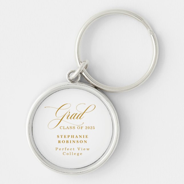 Chaveiro Festa de formatura de Script Dourado Moderno Elega (Frente)