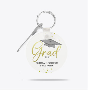 Chaveiro Festa de Formatura Graduado Grad Ouro Script