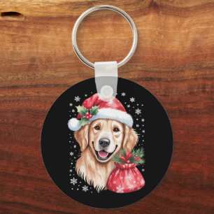 Chaveiro Festa de Natal com Luzes de Natal do Cão Retriever