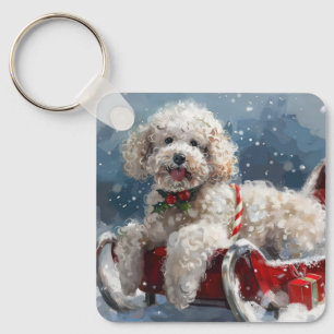 Chaveiro Festa de Natal do Cachorro Poodle