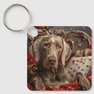Chaveiro Festa de Natal do Cão Weimaraner