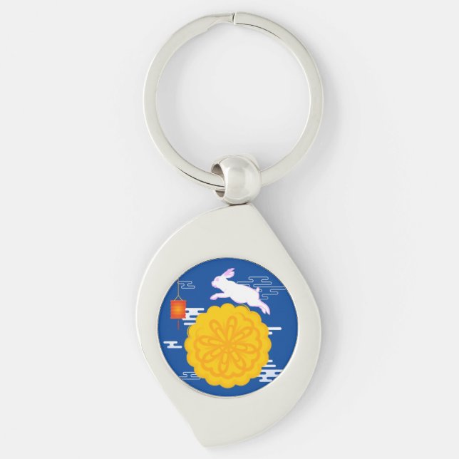 Chaveiro Festa de outono de médio Coelho da Lua Saltando (Frente)