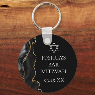 Chaveiro Festa do Bar Mitzvah, de Agate Dourado Chic Black