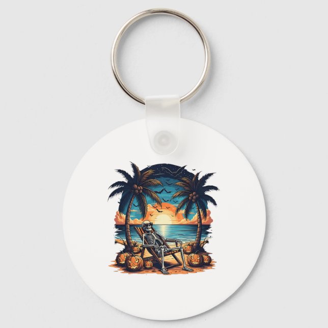 Chaveiro Festa Engraçado de Summerwin Skeleton Beach Hallow (Frente)