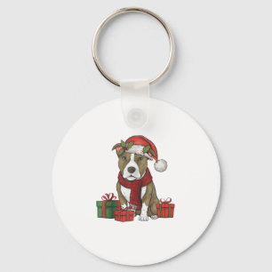 Chaveiro Festas de Natal do Cachorro Pitbull Americano Terr