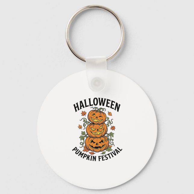 Chaveiro Festival de Abóbora de Halloween Jack O Lantern Vi (Frente)