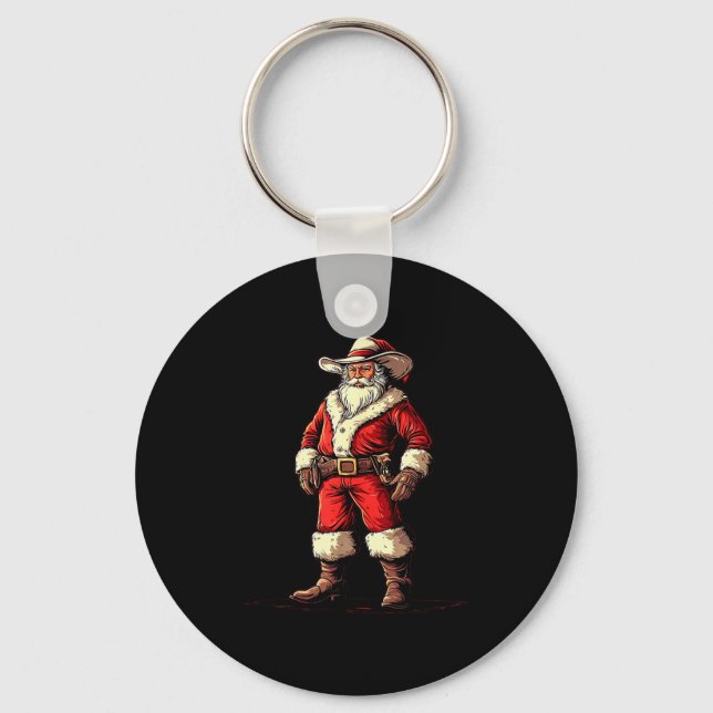 Chaveiro Festive Fun With A Christmas Cowboy As Santa Claus (Frente)