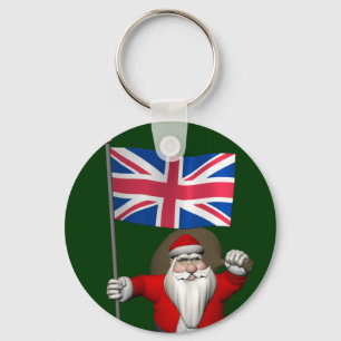 Chaveiro Festivo Papai Noel Com Bandeira Do Reino Unido