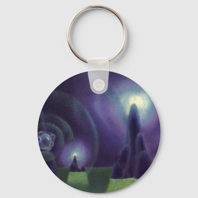 Chaveiro Ficção científica retrô, planeta do espaço sideral (Frente)