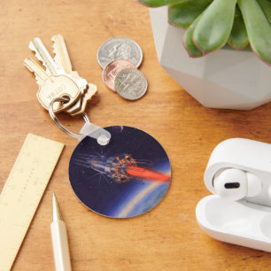 Chaveiro Ficção científica Rocket do vintage no espaço