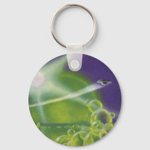 Chaveiro Ficção científica vintage bolha verde do planeta