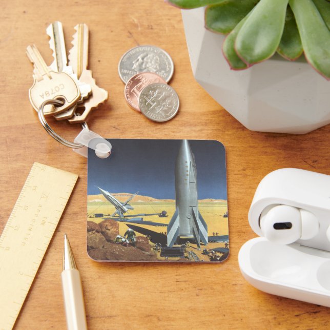 Chaveiro Ficção científica vintage Planeta do deserto com f (Mesa)