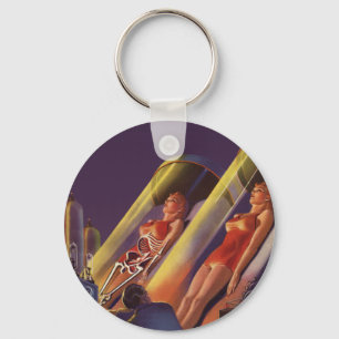 Chaveiro Ficha científica em vintage, cientistas do Sci Fi