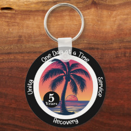Chaveiro Ficha de Aniversário Personalizada Tropical de 12 