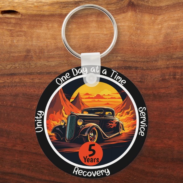 Chaveiro Ficha de Sobriedade Personalizada de Hot Rod Vinta (Frente)