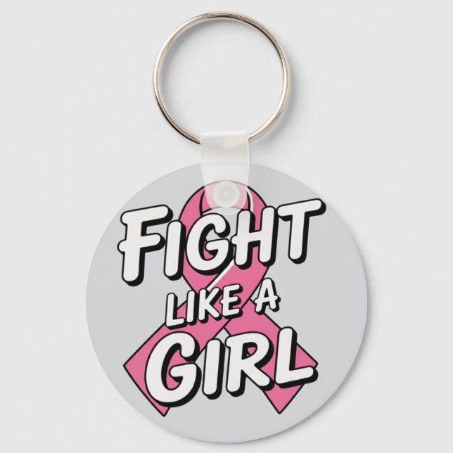 Chaveiro Fight Like a Girl | Breast Cancer Awareness Design (Frente)
