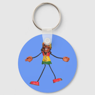 Chaveiro Figura da vara de Rasta com sinal de paz Dourado