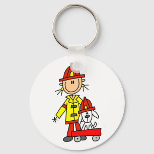Chaveiro Figura de palito Bombeiro com Dálmata