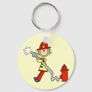 Chaveiro Figura de palito bombeiro com mangueira