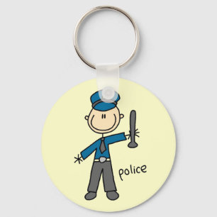 Chaveiro Figura de Palito de Oficial de Polícia