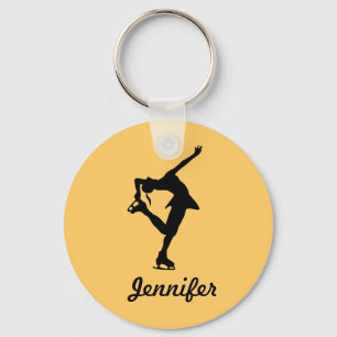 Chaveiro Figura menina do patinador & corrente chave