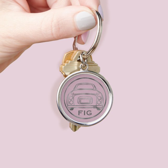 Chaveiro Figuras Cute Pink Figaro Car Silver Monograma (Add your initials! Perfect for your pink figaro car keys)