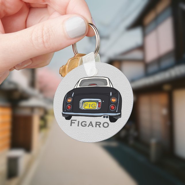 Chaveiro Figuras - Nome do driver do carro preto Fígaro pre (Add your name and initials to this cute black figaro car keychain.)