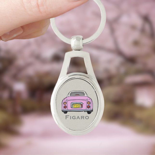 Chaveiro Figuras Rosa Figaro Carro Monograma Silver Oval (For your figaro car keys. Just add your name and initials)