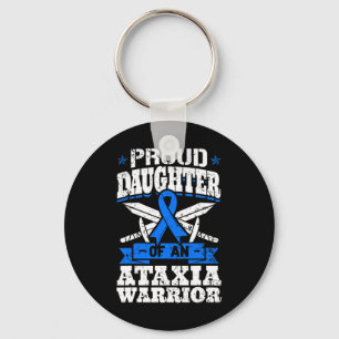 Chaveiro Filha De Um Guerreiro Ataxia Blue Awarness Ribbo