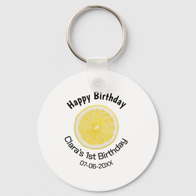 Chaveiro Filhos bebês primeiro aniversario lêmon fatia adic (Frente)