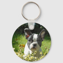 Chaveiro Filhote de Bulldog Francês Preto e Branco
