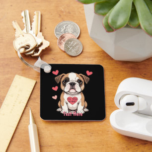 Chaveiro Filhote de Bulldog Personalizado com Mensagem de C